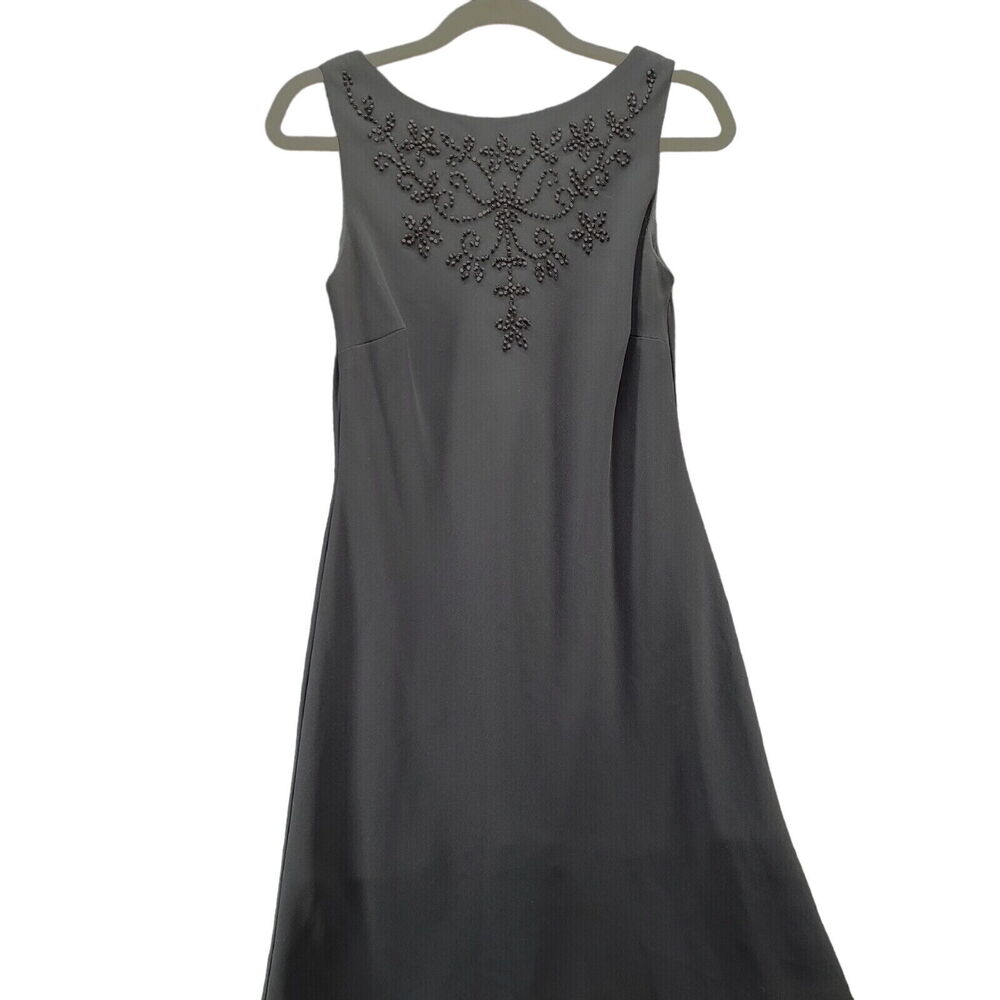 S.L. Fashions Womens Dress Black Size 10 100% Polyester Pullover Beaded Design